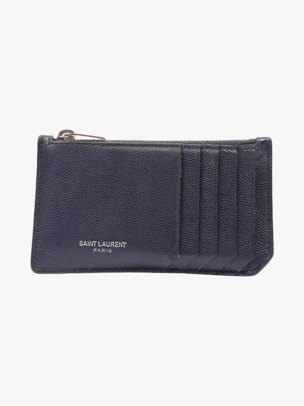 Saint Laurent Fragments Zip Card Case Navy Leather