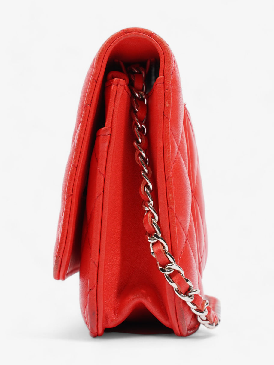 Chanel Wallet On Chain Red Lambskin Leather Image 3