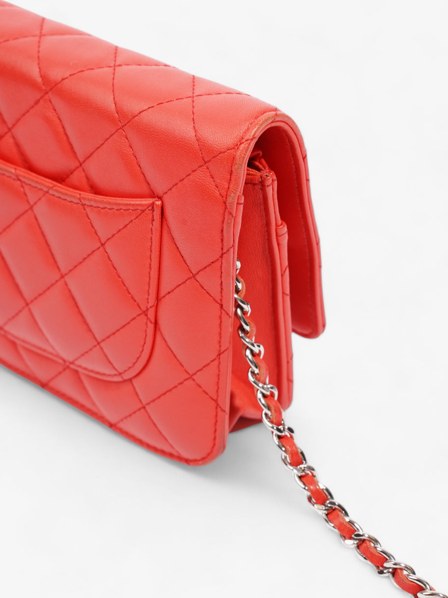 Chanel Wallet On Chain Red Lambskin Leather Image 6