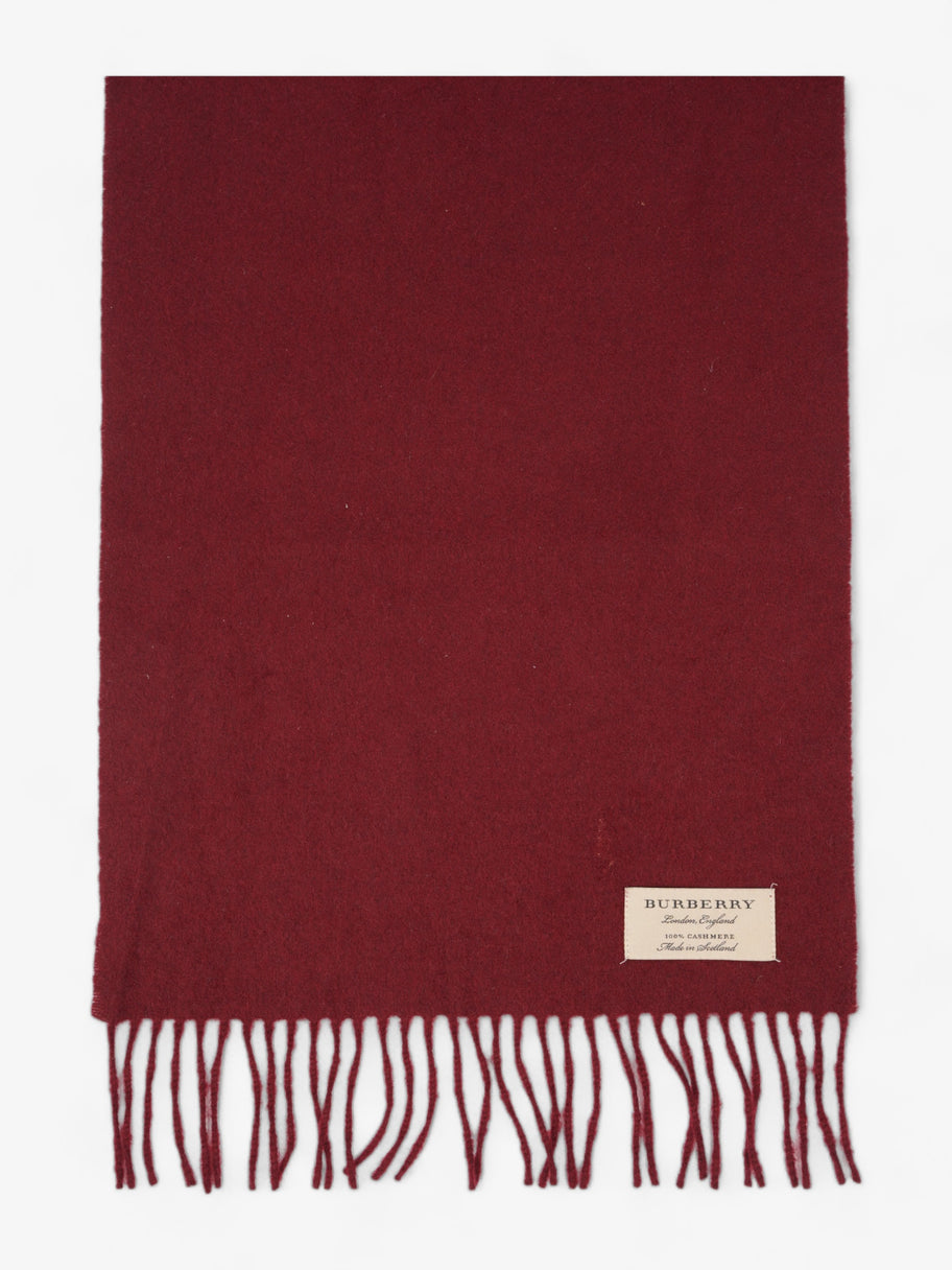 Burberry Fringed Scarf Maroon Cashmere Image 2