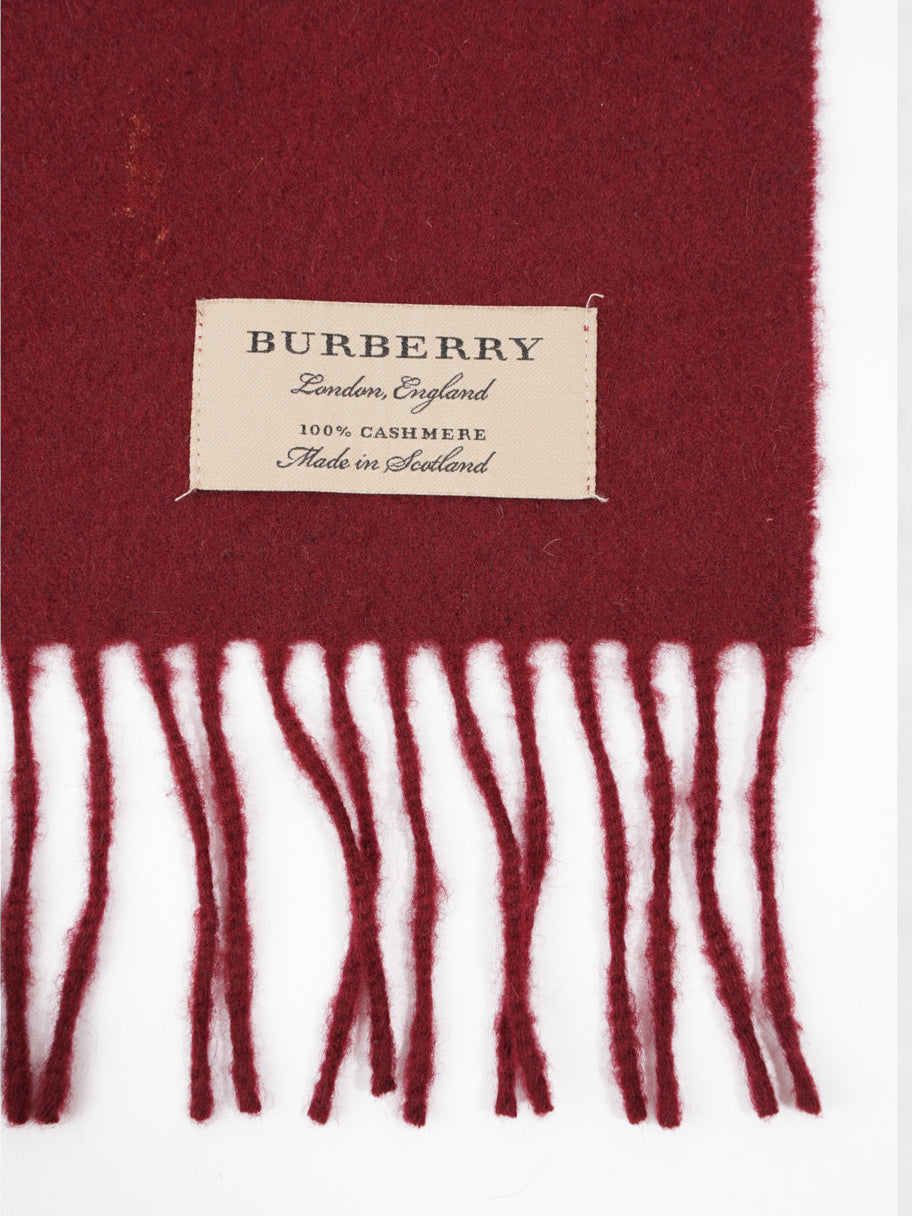 Burberry Fringed Scarf Maroon Cashmere Image 3