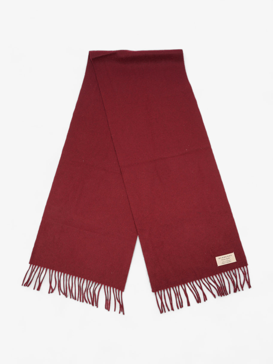 Burberry Fringed Scarf Maroon Cashmere Image 4