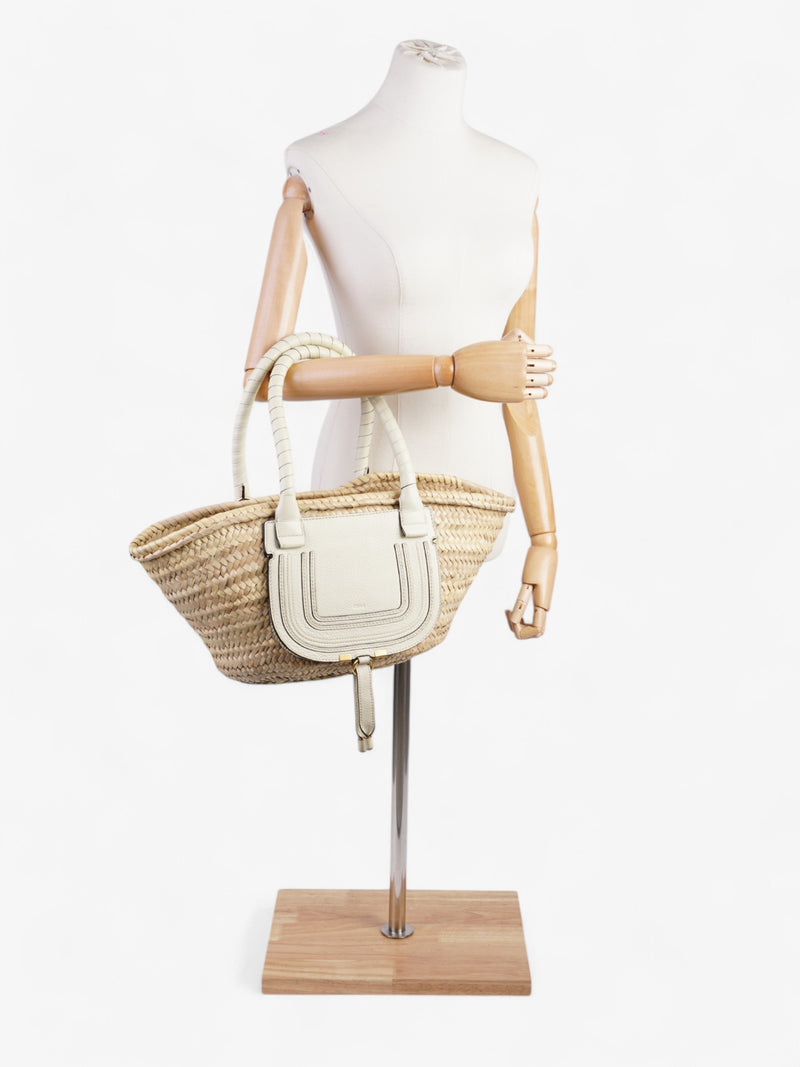  Chloe Marcie Basket White / Natural Raffia Medium