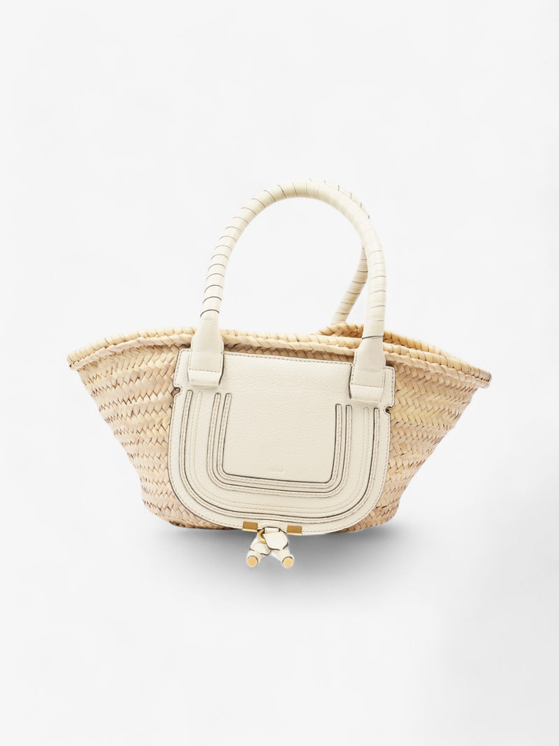  Chloe Marcie Basket White / Natural Raffia Medium