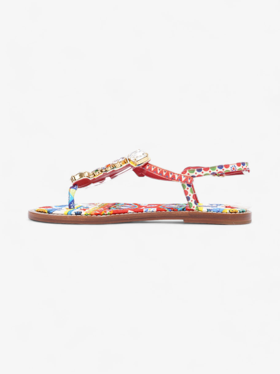 Crystal-Embellished Flat Sandals Multicoloured Leather EU 37 UK 4 Image 3