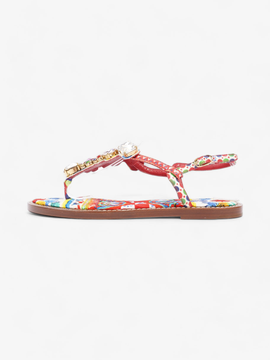 Crystal-Embellished Flat Sandals Multicoloured Leather EU 37 UK 4 Image 5