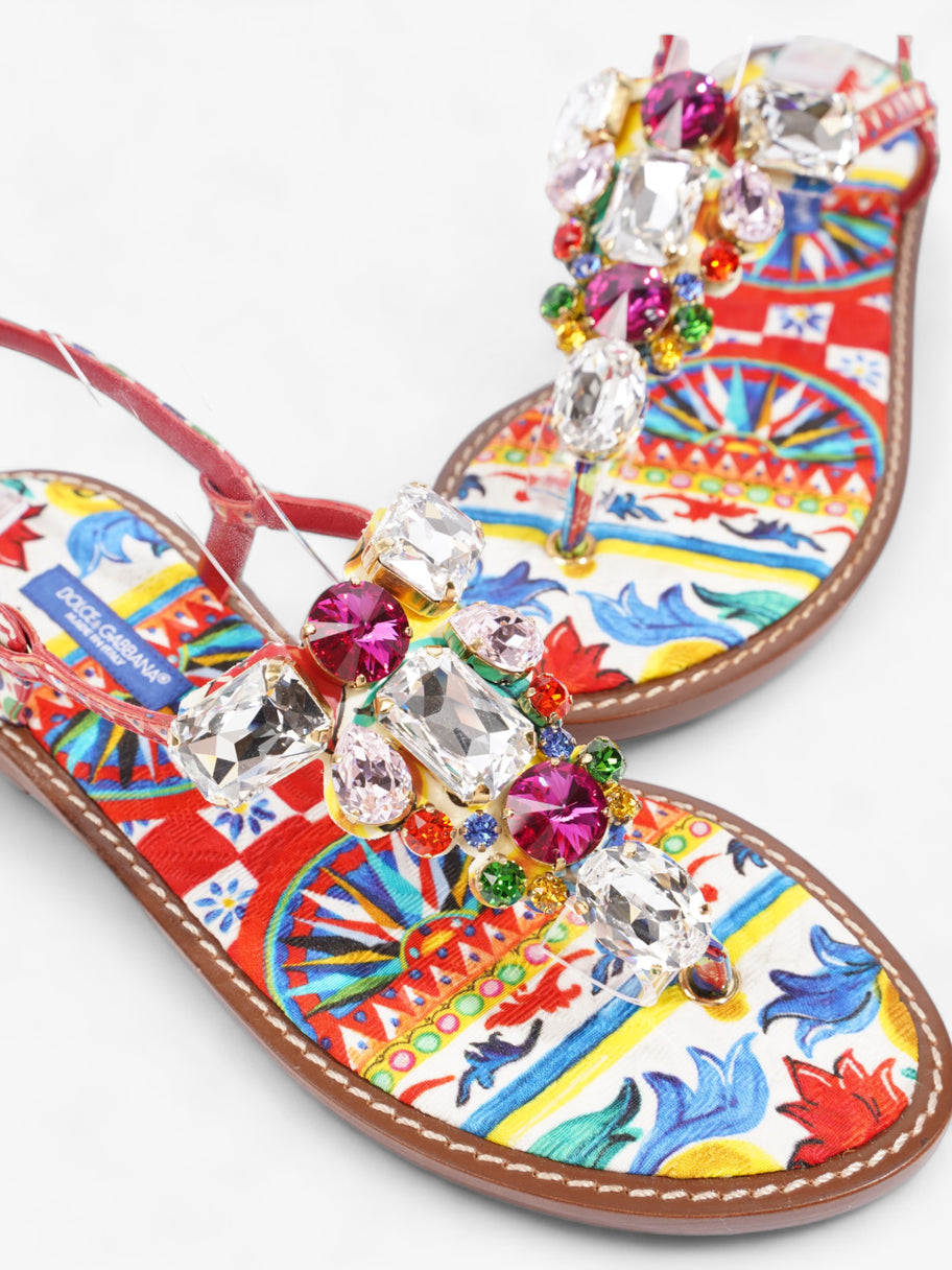 Crystal-Embellished Flat Sandals Multicoloured Leather EU 37 UK 4 Image 9