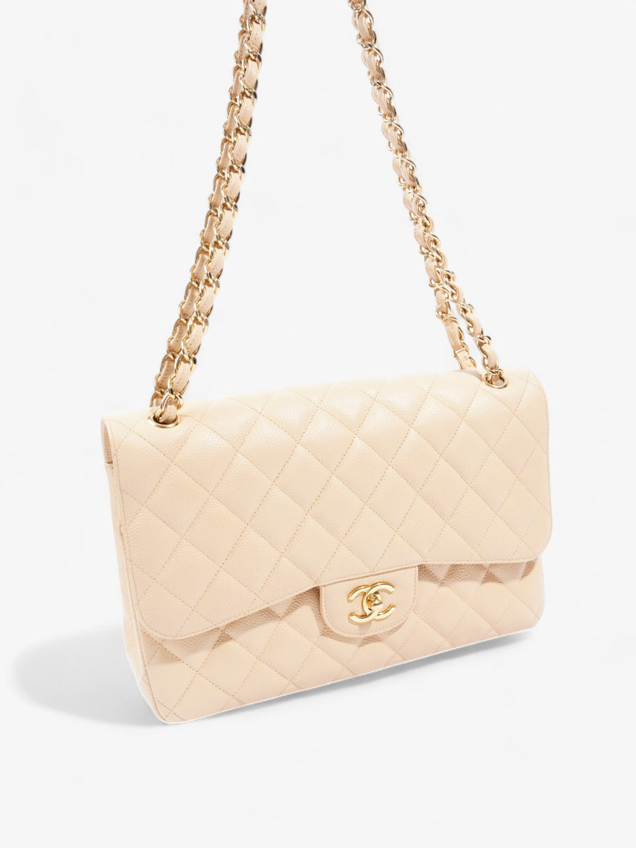 Chanel Classic Flap Beige Caviar Leather Jumbo Image 7