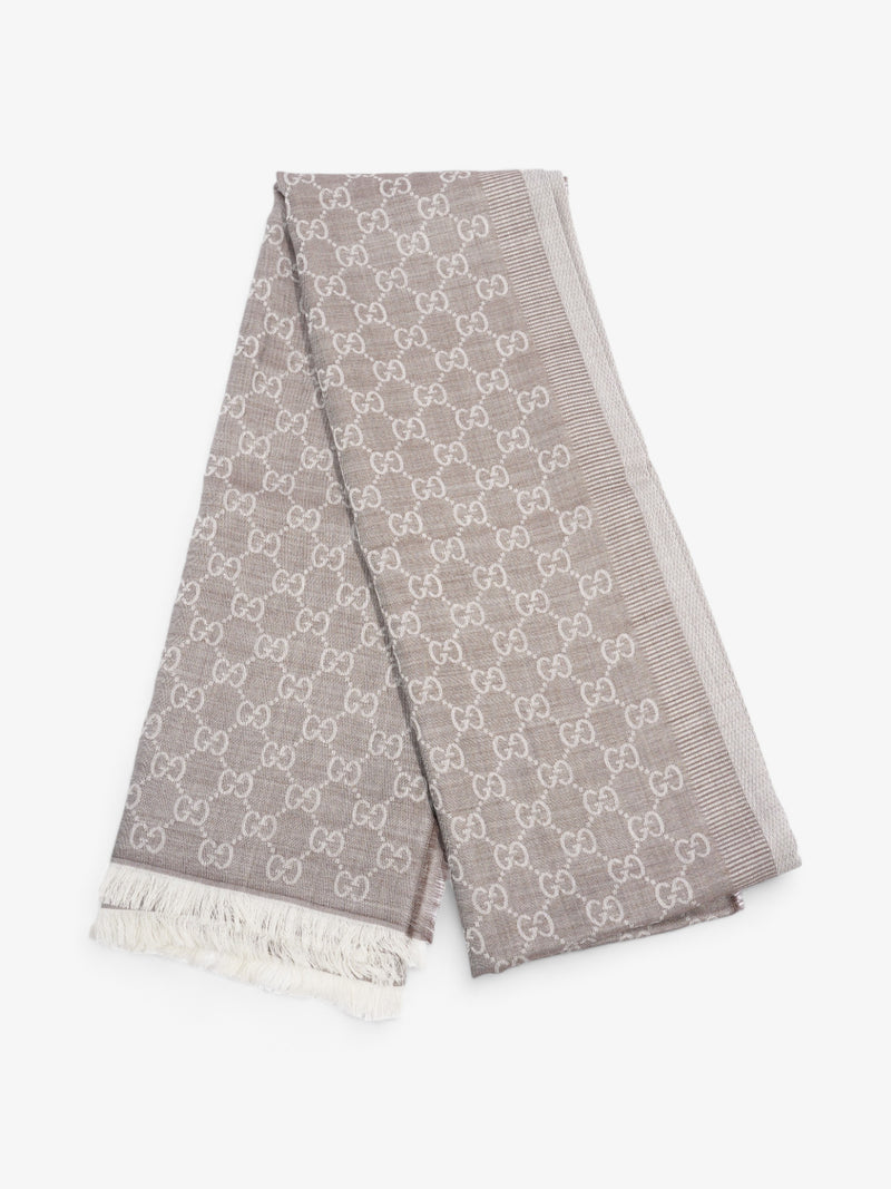  Gucci Beige Gucci scarf Grey GG Supreme Wool