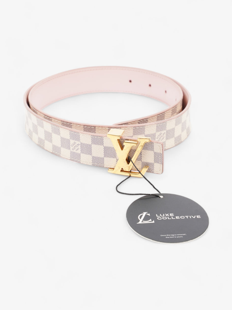 LV Initials Reversible Belt Damier Ebene / Pink Coated Canvas 85cm 34