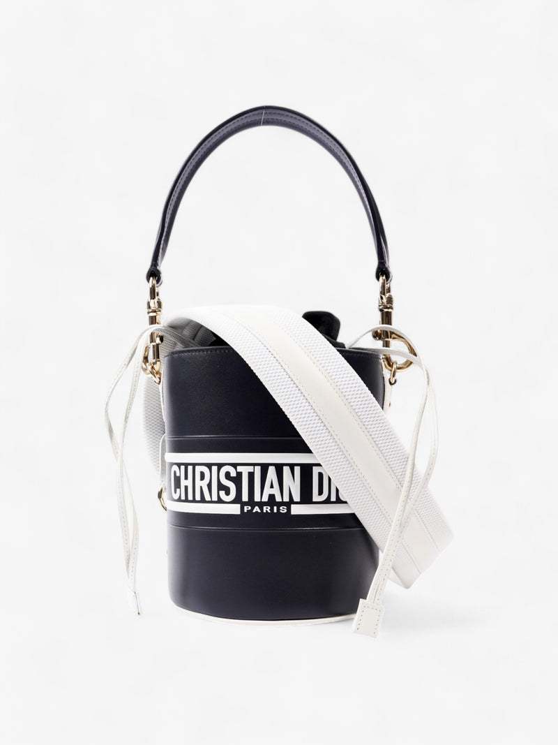  Christian Dior Vibe Bucket Bag Black / White Calfskin Leather Small