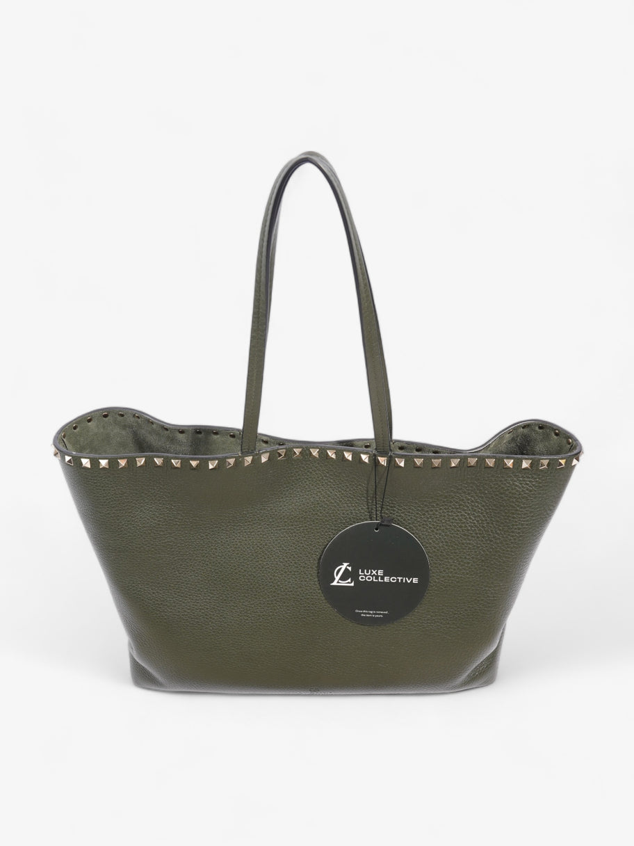 Valentino Rockstud Tote Khaki Leather Image 7