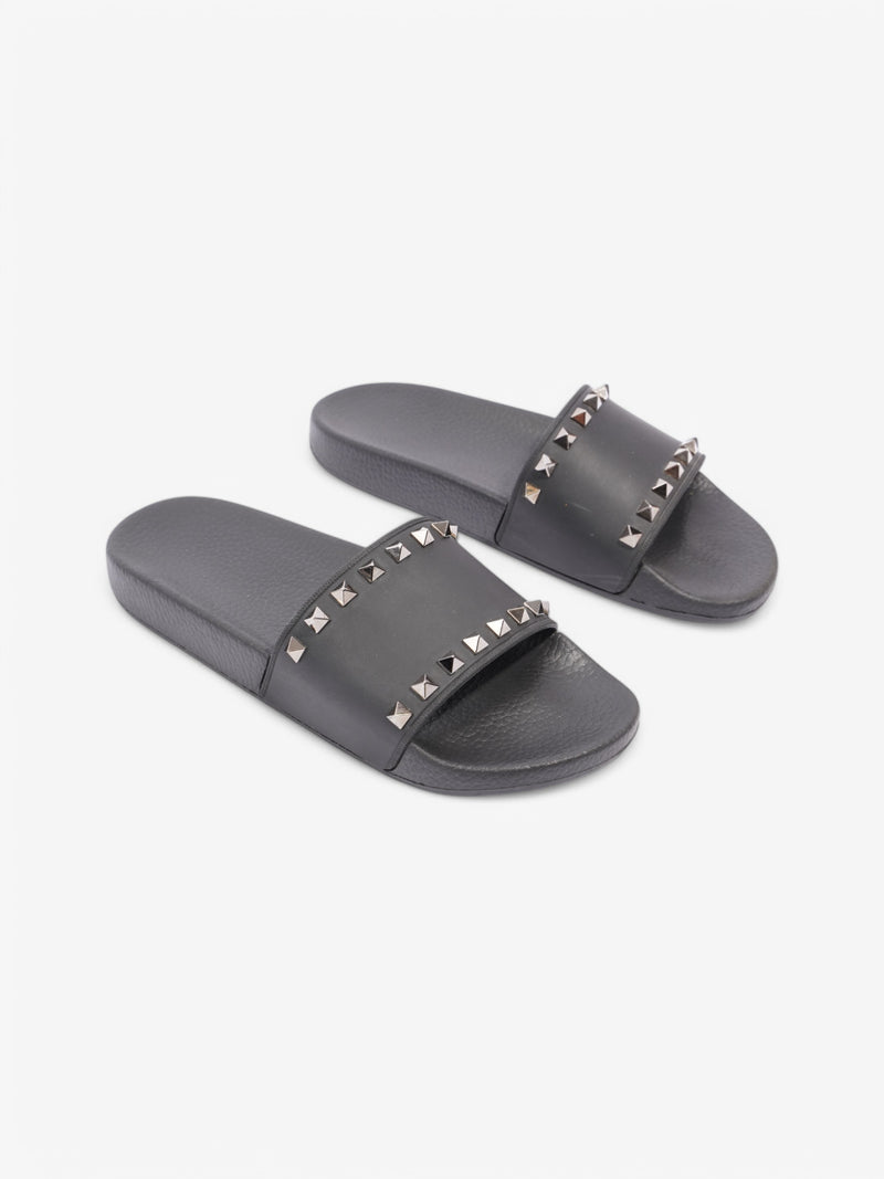  Valentino Rockstud Slides Black Rubber EU 38 UK 5