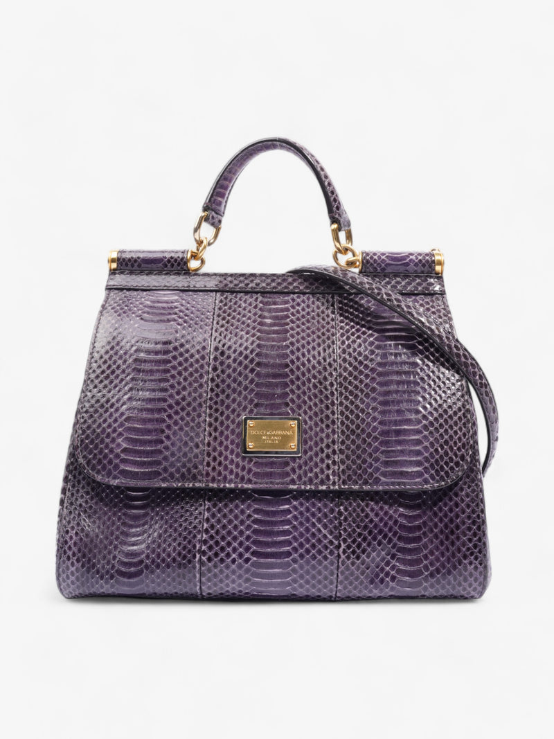  Dolce and Gabbana Sicily Bag Purple Embossed Leather Medium