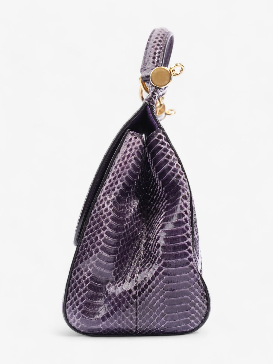 Dolce and Gabbana Sicily Bag Purple Embossed Leather Medium Image 3