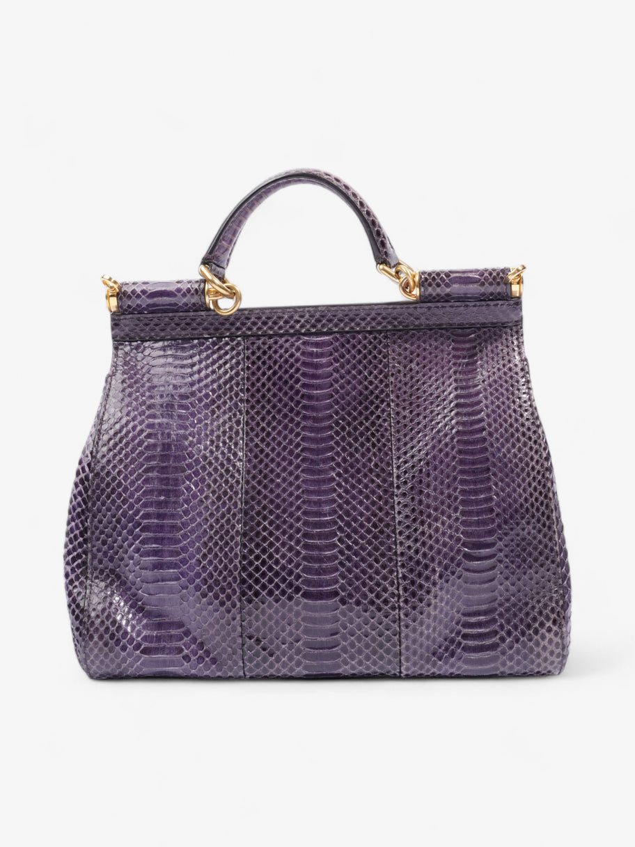 Dolce and Gabbana Sicily Bag Purple Embossed Leather Medium Image 4