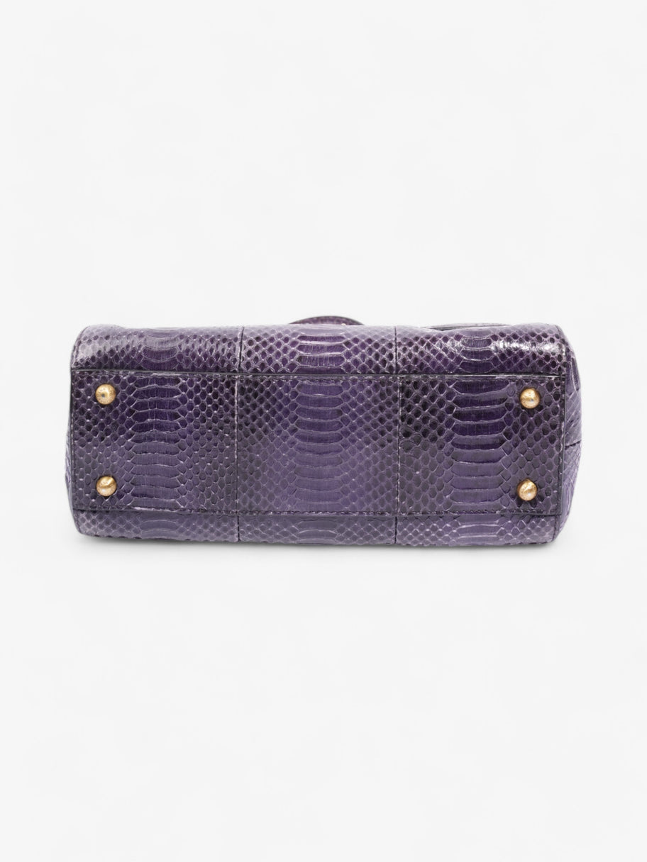 Dolce and Gabbana Sicily Bag Purple Embossed Leather Medium Image 6