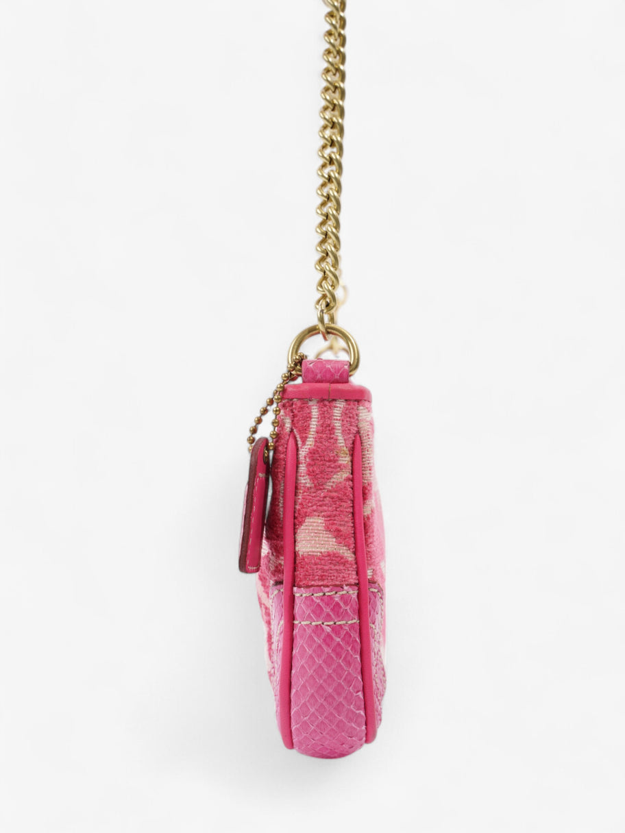 Coach Chenille Python Shoulder Bag Pink Canvas Image 5