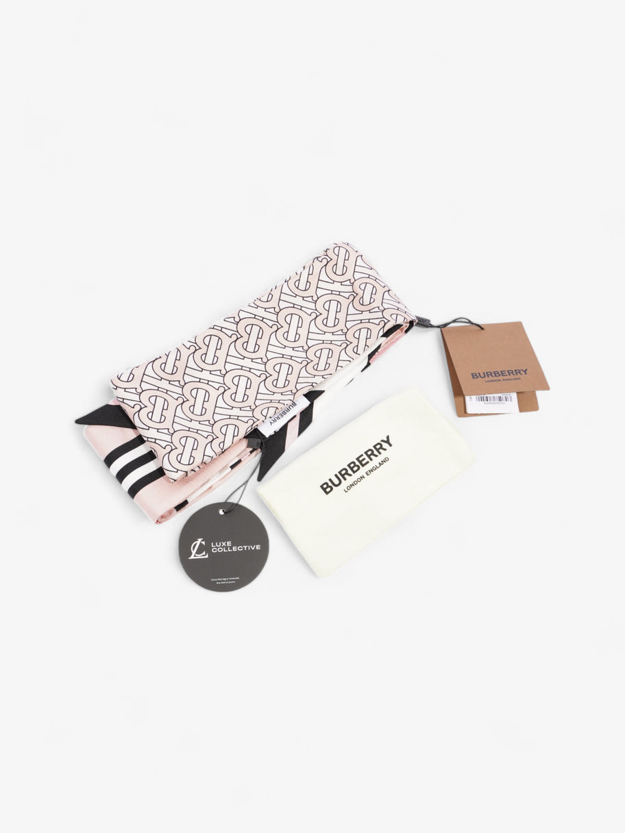 Burberry Triple Check Monogram Stripe Skinny Scarf Blush Silk Image 5