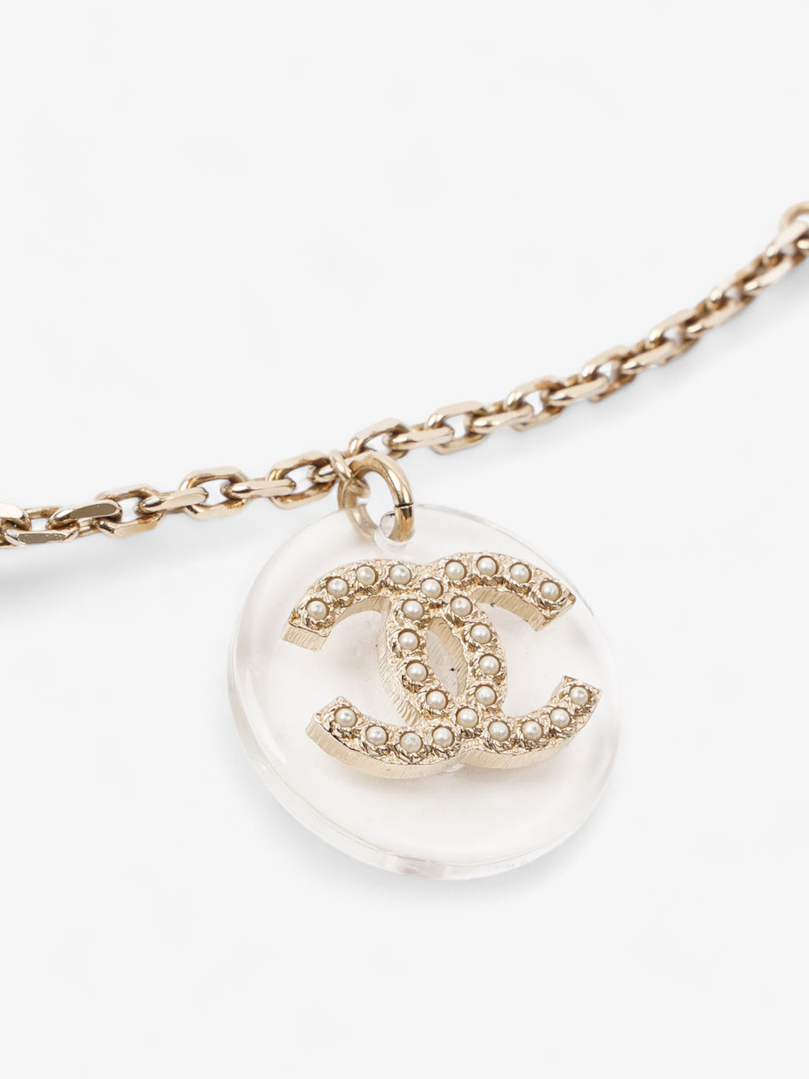 Chanel CC Three Pendant Necklace Light Gold Base Metal Image 4