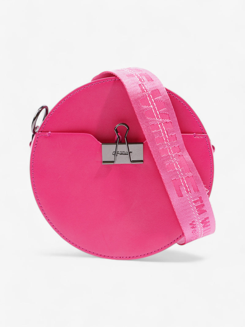  Off White Round Bag Hot Pink Leather