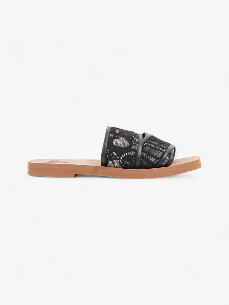  Chloe Lace Woody Sandals Black Lace EU 37 UK 4