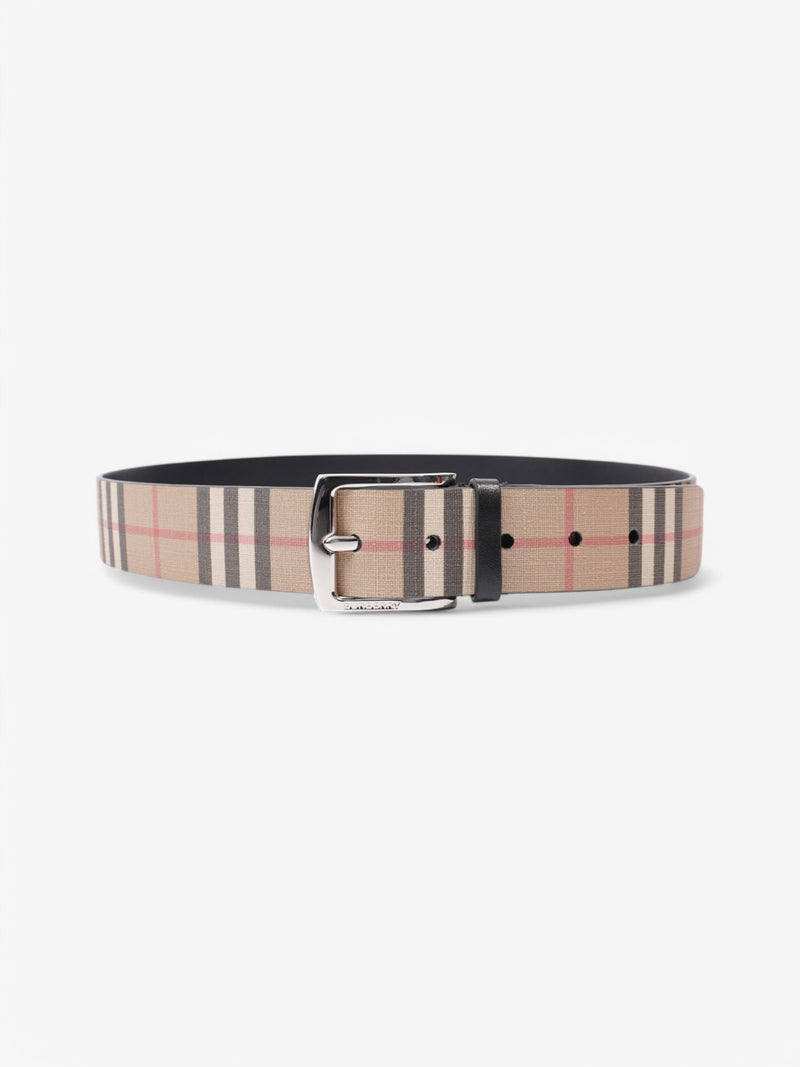  Burberry Reversible Belt Check / Black Coated Canvas 90cm 36