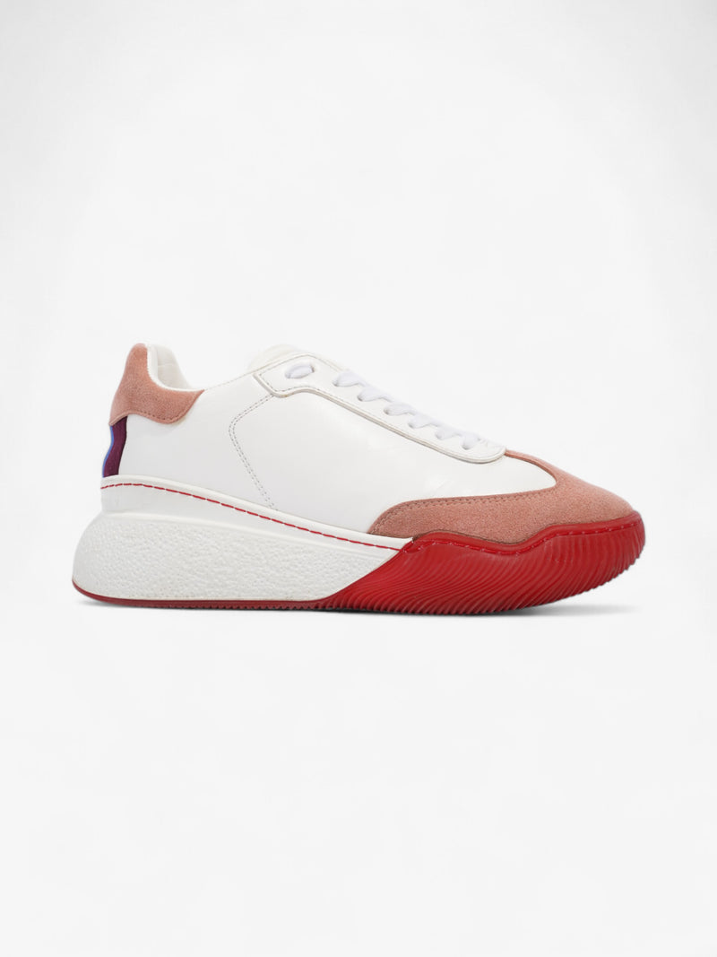  Stella McCartney Loop Lace-up Sneakers White  / Pink / Red Leather EU 38 UK 5