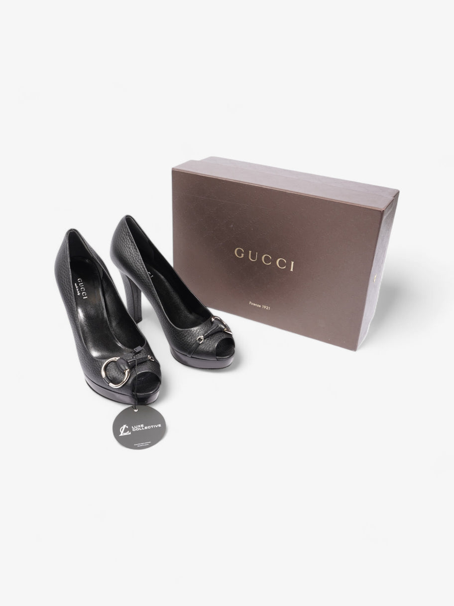 Gucci Horsebit Court Peep Toe 90 Black Leather EU 36.5 UK 3.5 Image 10