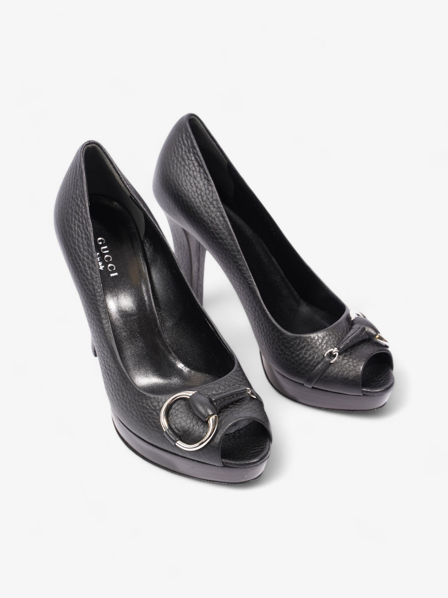 Gucci Horsebit Court Peep Toe 90 Black Leather EU 36.5 UK 3.5 Image 2