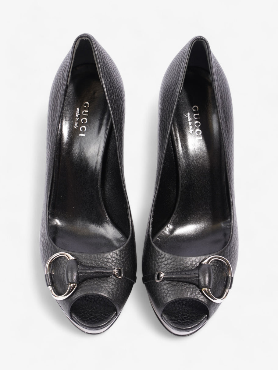 Gucci Horsebit Court Peep Toe 90 Black Leather EU 36.5 UK 3.5 Image 8