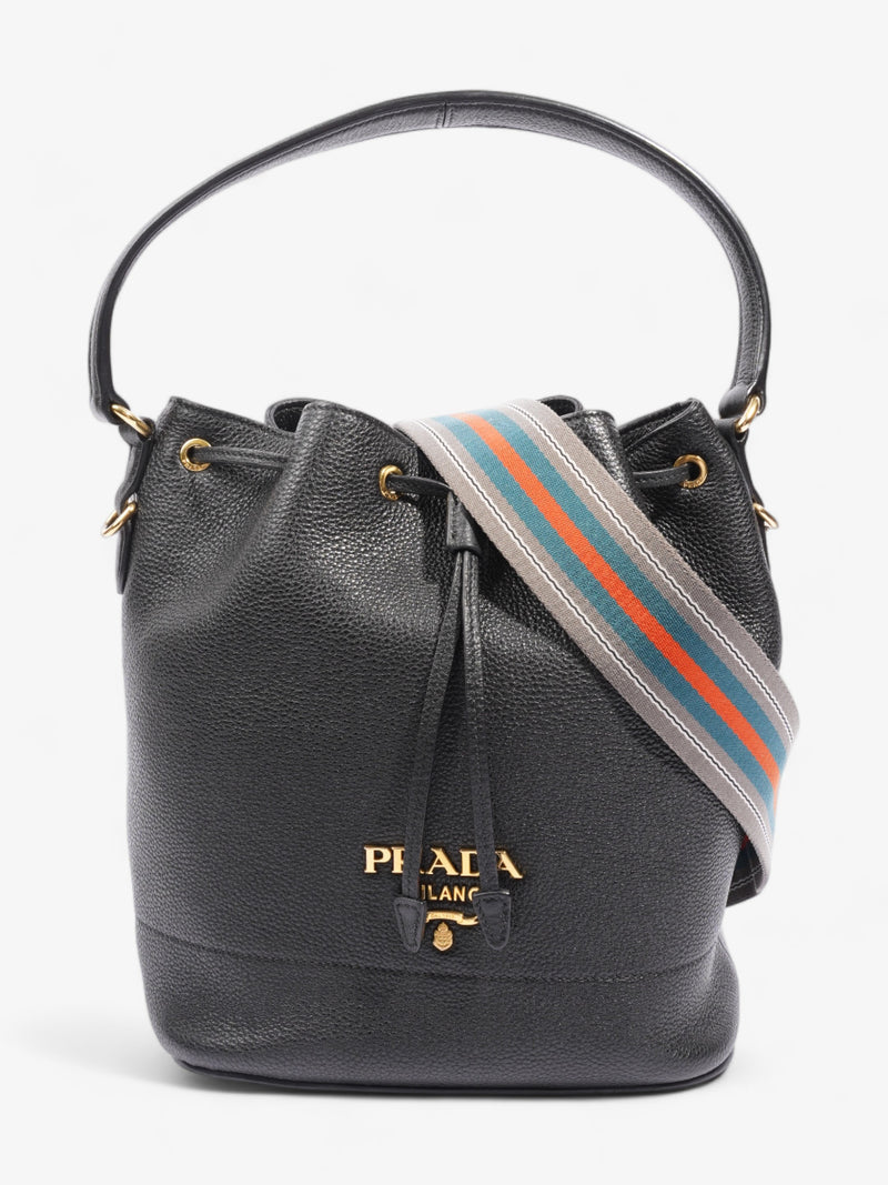  Prada Small Drawstring Black Leather