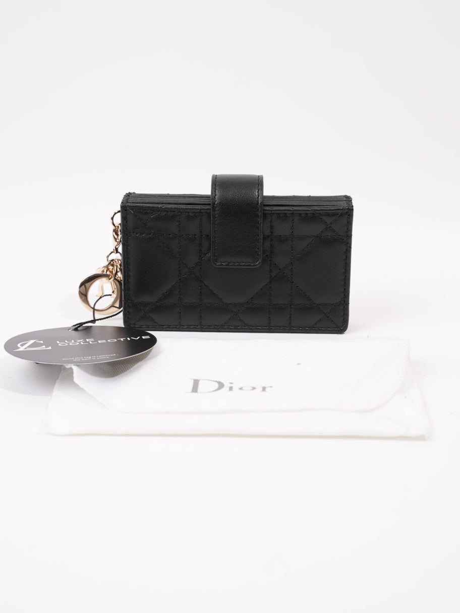 Christian Dior Lady Dior Jasmine Card Holder Black Lambskin Leather Image 7