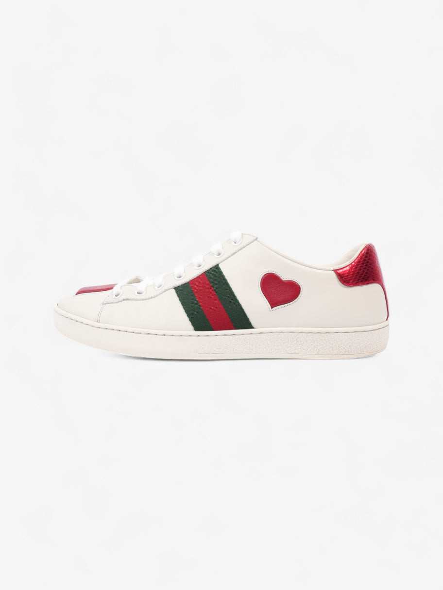 Gucci New Ace Low Heart Sneakers White / Red / Green Leather EU 40 UK 7 Image 5