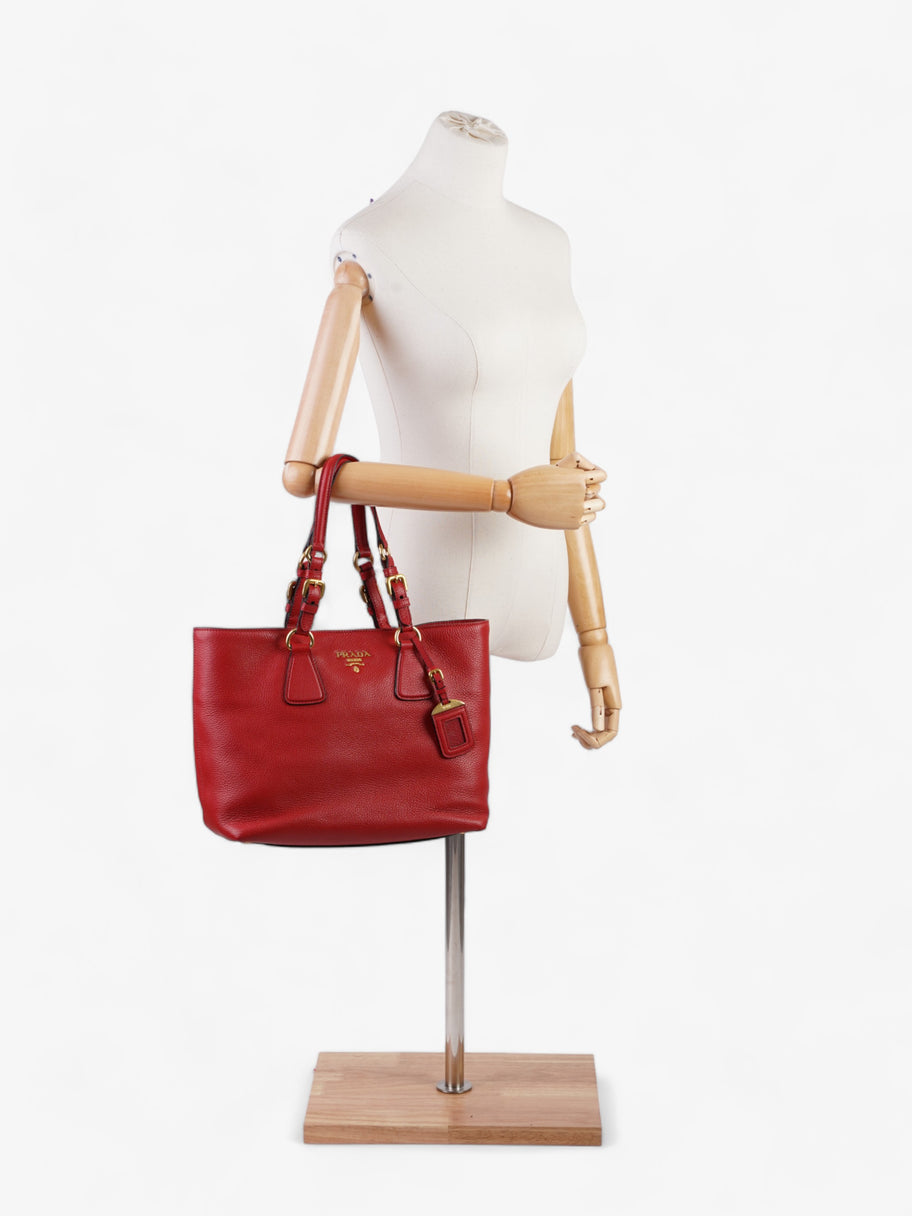 Prada Shopping Tote Red Leather Medium Image 2