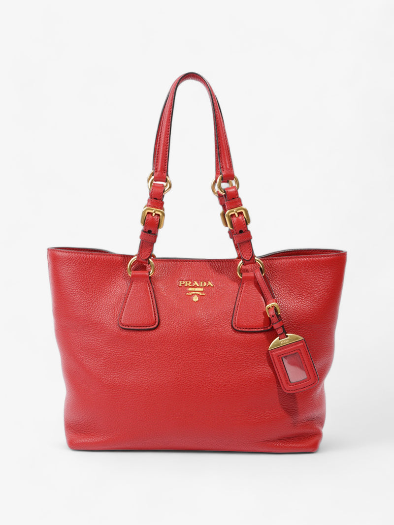  Prada Shopping Tote Red Leather Medium