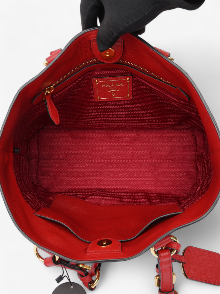 Prada Shopping Tote Red Leather Medium Image 9