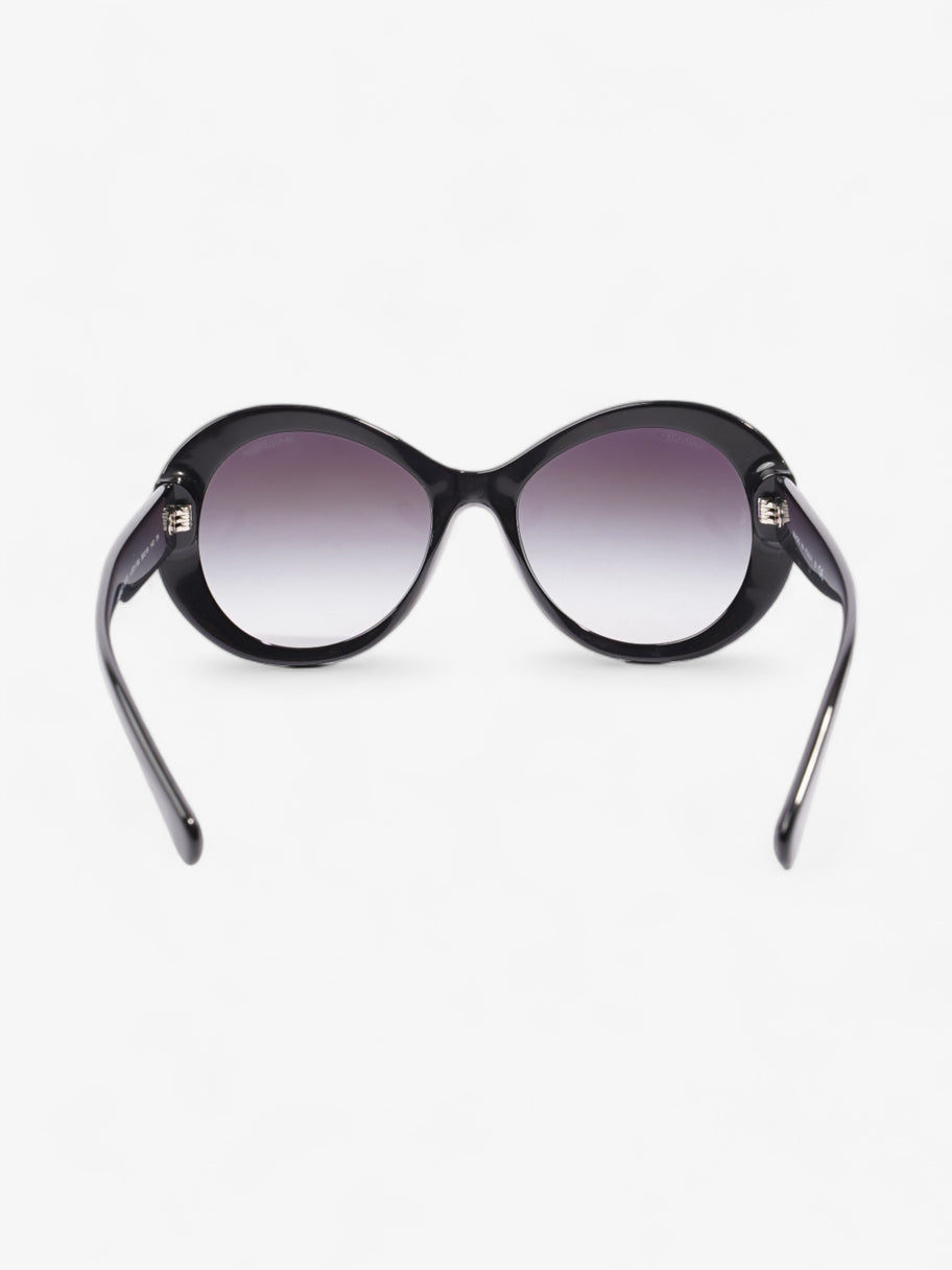 Chanel Oval CC Sunglasses Black Acetate 140mm Image 3