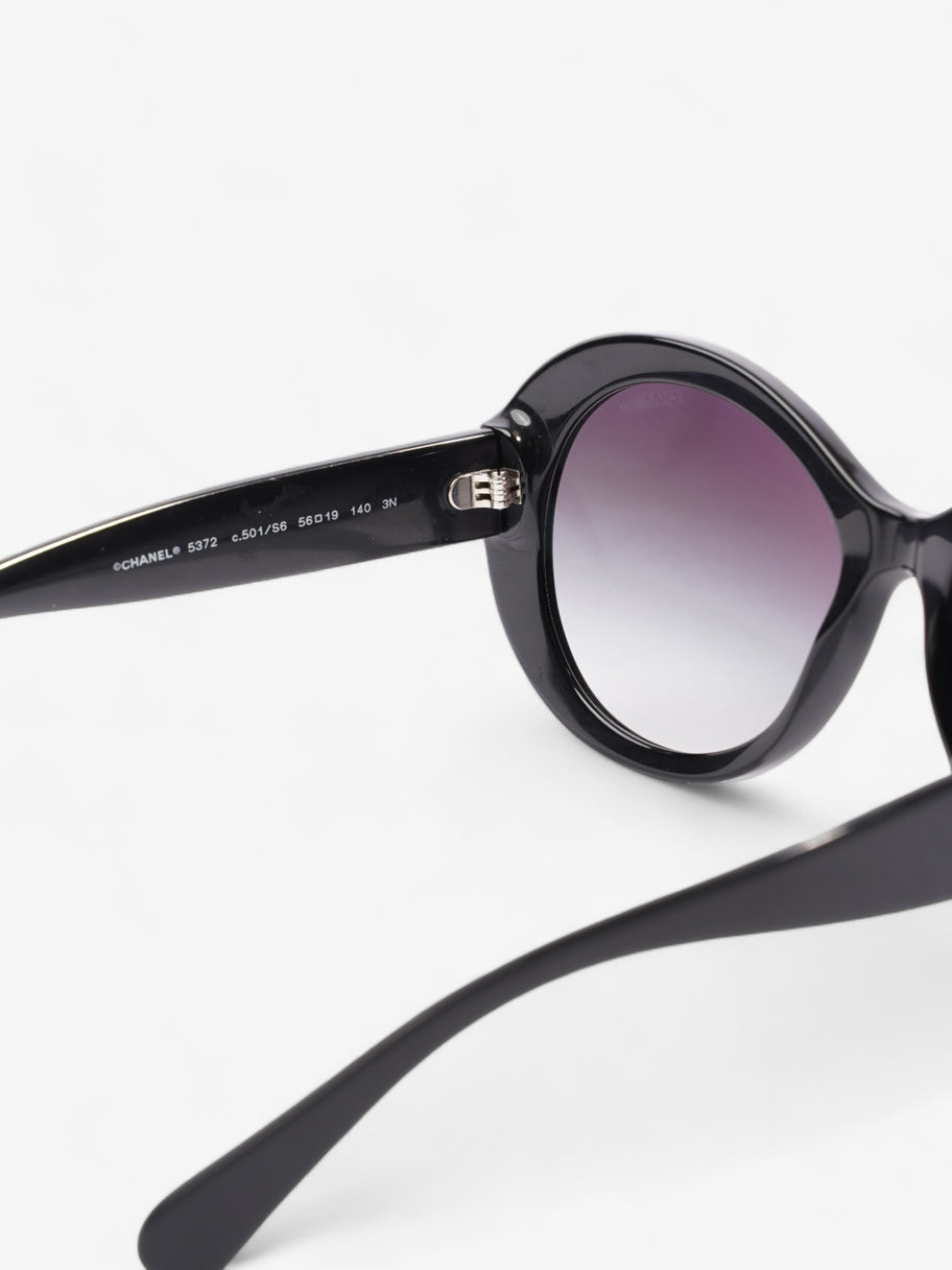 Chanel Oval CC Sunglasses Black Acetate 140mm Image 5