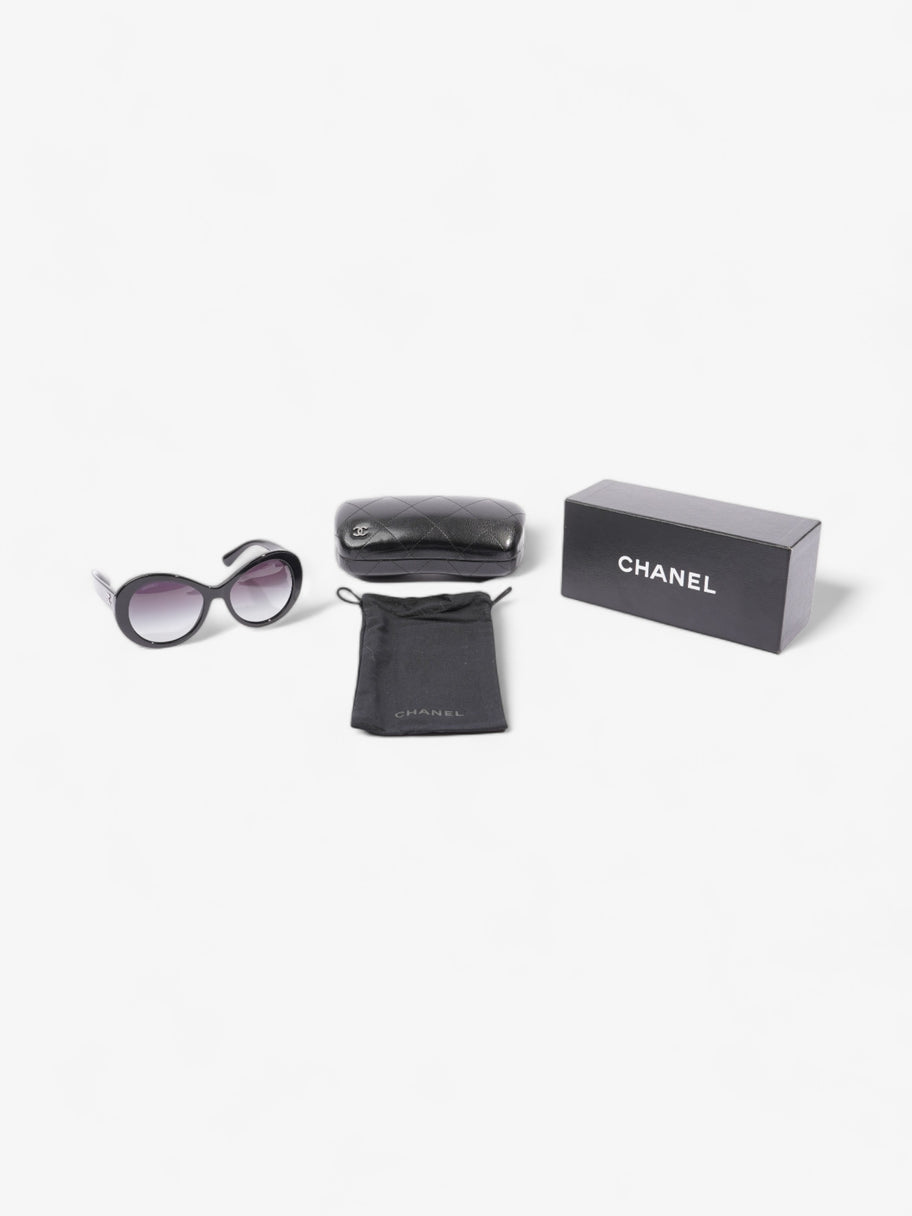 Chanel Oval CC Sunglasses Black Acetate 140mm Image 8