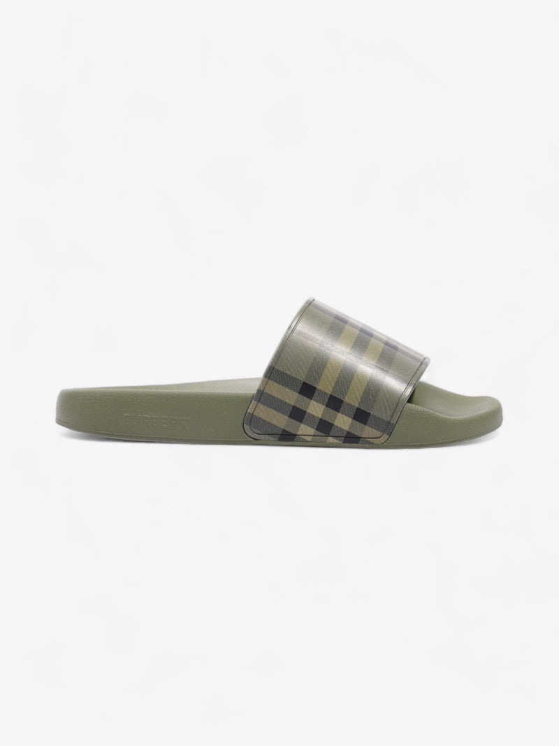  Burberry Furley Slides Khaki / Black Rubber EU 39 UK 6