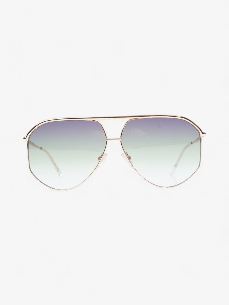  Isabel Marant Etoile Aviator Tinted Sunglasses Gold / Green Acetate 140mm