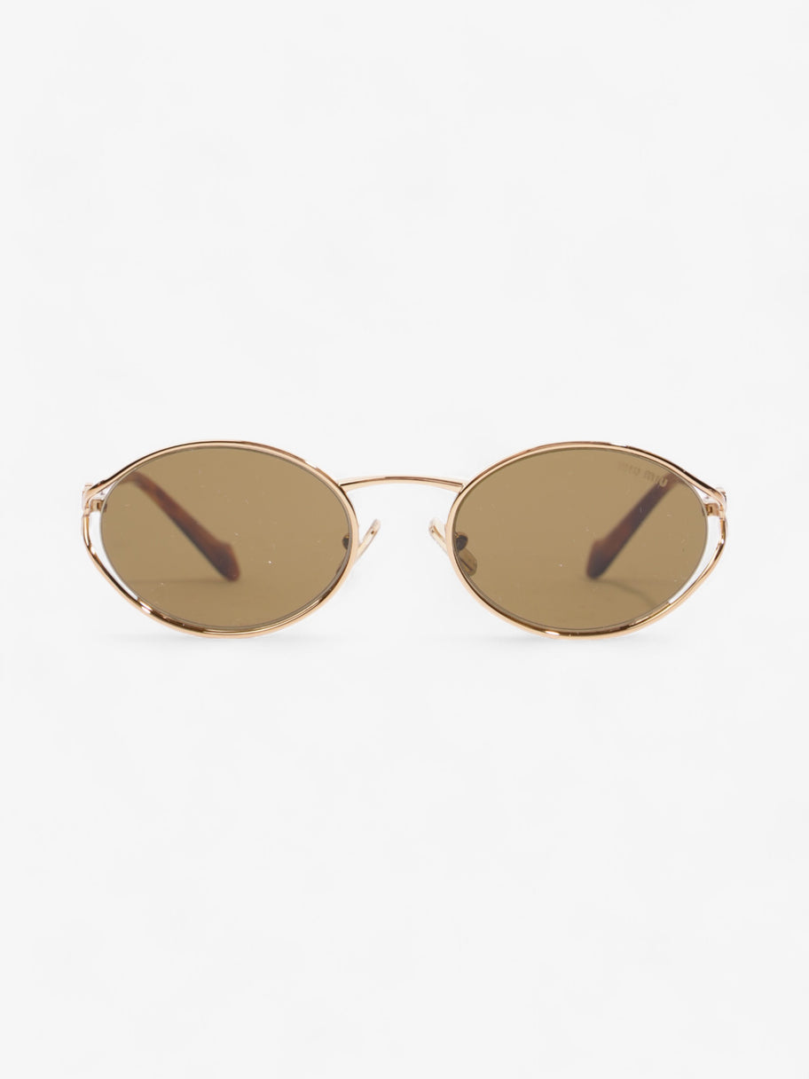 Miu Miu Round Sunglasses Gold / Havana Brown Acetate 125mm Image 1