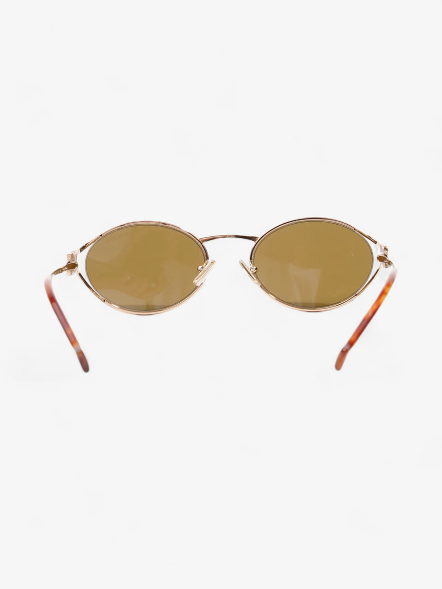 Miu Miu Round Sunglasses Gold / Havana Brown Acetate 125mm Image 3