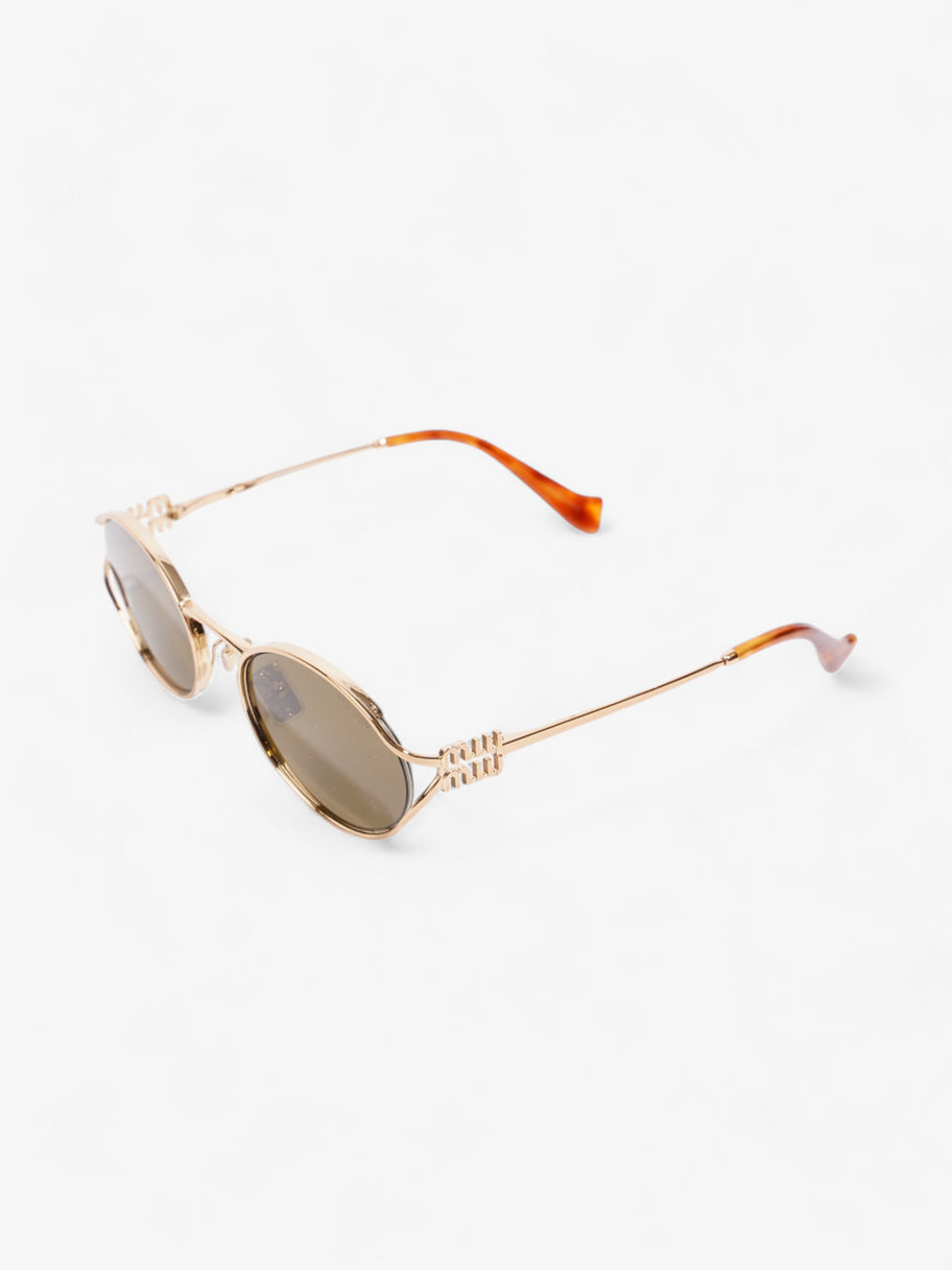 Miu Miu Round Sunglasses Gold / Havana Brown Acetate 125mm Image 5