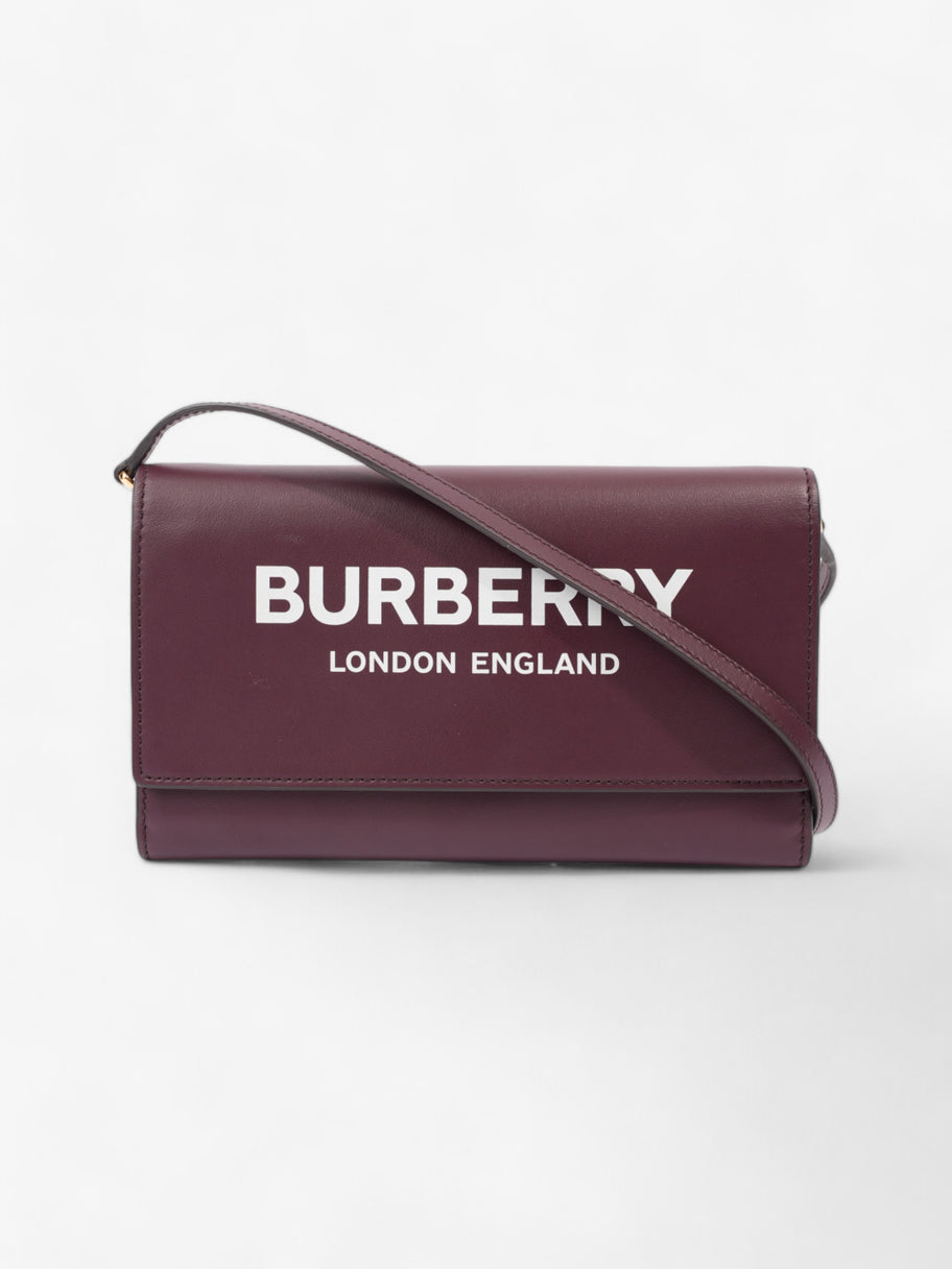 Burberry Logo Chain Wallet Burgundy / White Leather Image 1