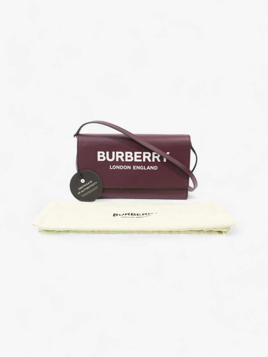 Burberry Logo Chain Wallet Burgundy / White Leather Image 12