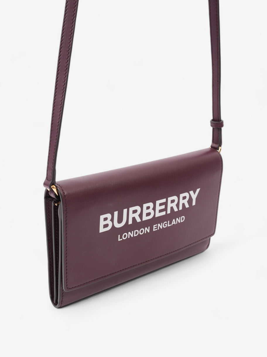 Burberry Logo Chain Wallet Burgundy / White Leather Image 7