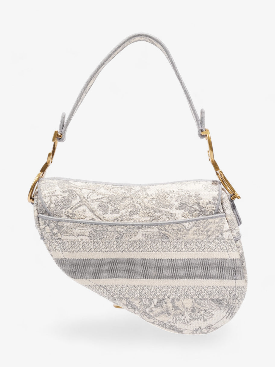 Christian Dior Saddle Bag Grey Oblique Cotton Image 4