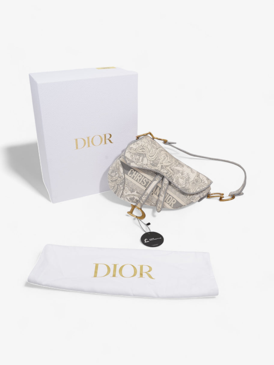 Christian Dior Saddle Bag Grey Oblique Cotton Image 9